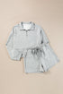Light Grey Stand Neck Zipped Sweatshirt and Shorts Set